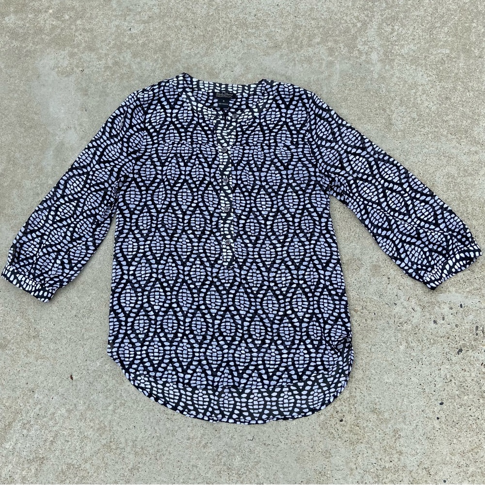 Lucky Brand Sheer Patterned Blouse Size Small